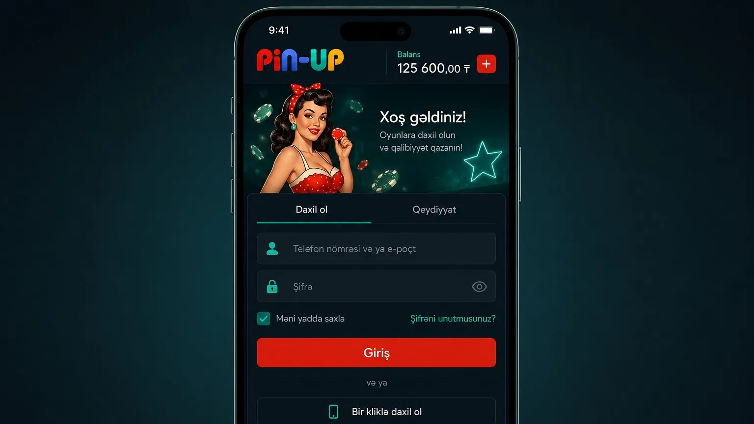 Mobil Pin Up giriş tətbiq ekranı